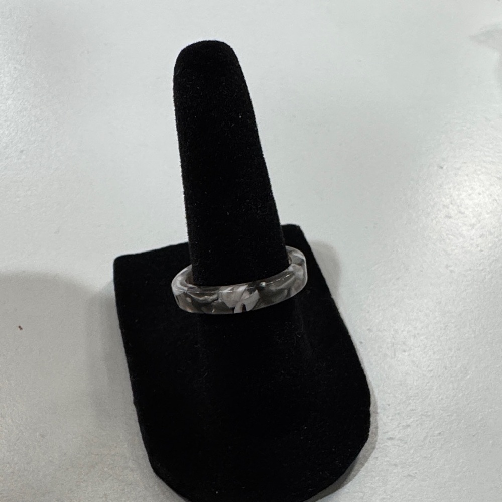 Elegant Grey & Black Marbled Adjustable Ring